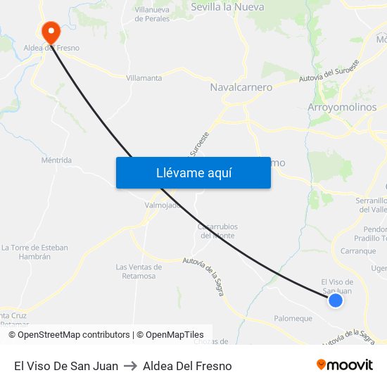 El Viso De San Juan to Aldea Del Fresno map