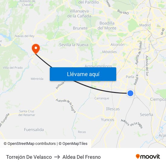 Torrejón De Velasco to Aldea Del Fresno map