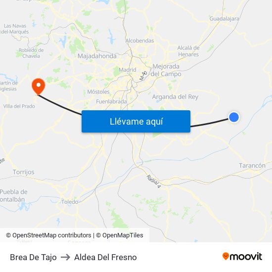 Brea De Tajo to Aldea Del Fresno map