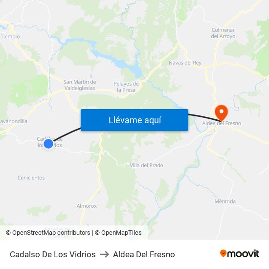 Cadalso De Los Vidrios to Aldea Del Fresno map