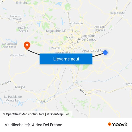 Valdilecha to Aldea Del Fresno map