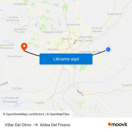 Villar Del Olmo to Aldea Del Fresno map