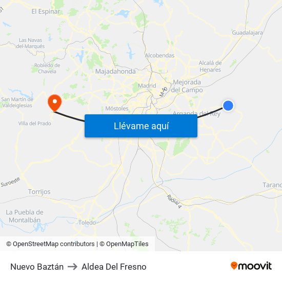 Nuevo Baztán to Aldea Del Fresno map