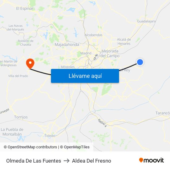 Olmeda De Las Fuentes to Aldea Del Fresno map