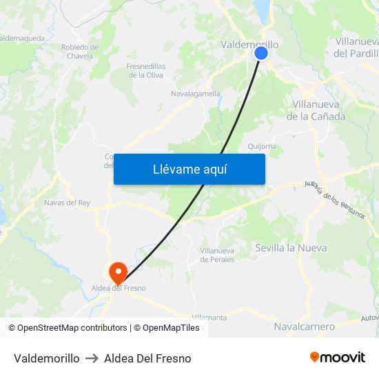 Valdemorillo to Aldea Del Fresno map