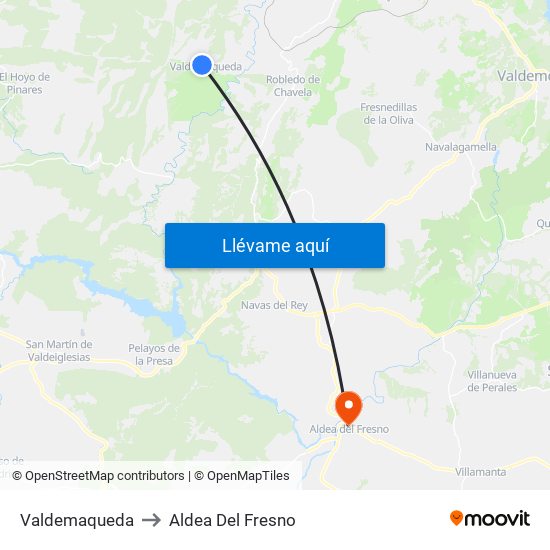 Valdemaqueda to Aldea Del Fresno map