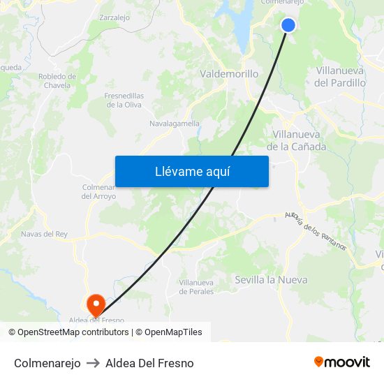 Colmenarejo to Aldea Del Fresno map