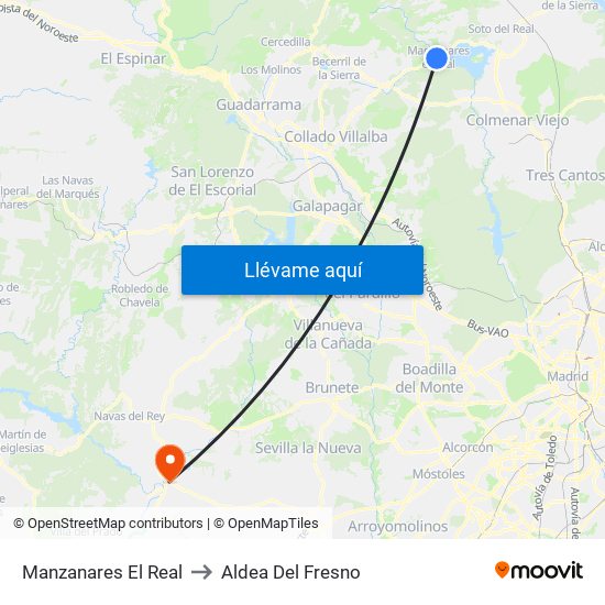 Manzanares El Real to Aldea Del Fresno map