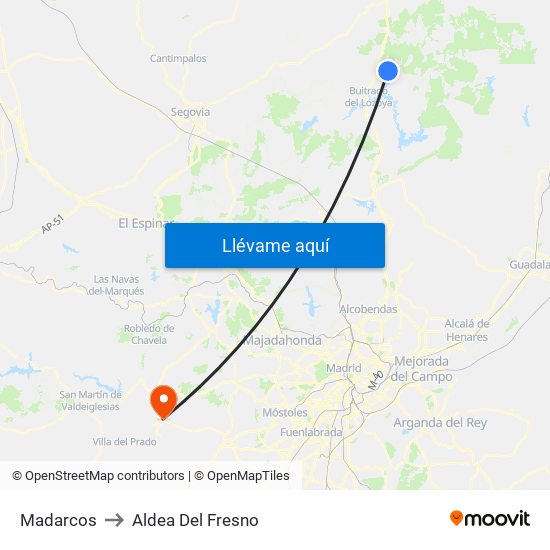 Madarcos to Aldea Del Fresno map