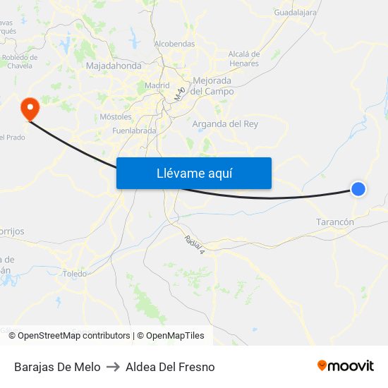 Barajas De Melo to Aldea Del Fresno map