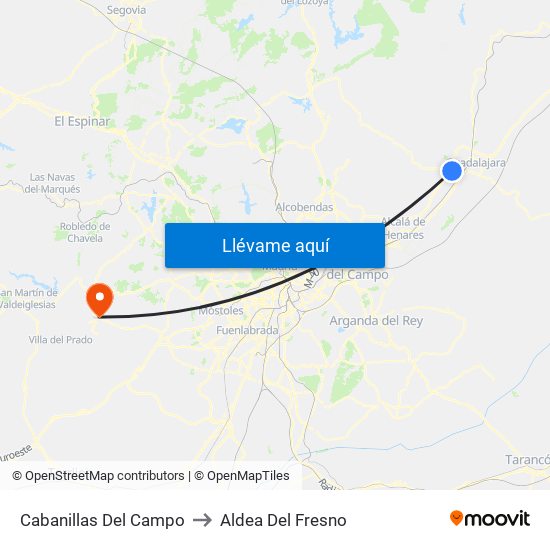 Cabanillas Del Campo to Aldea Del Fresno map