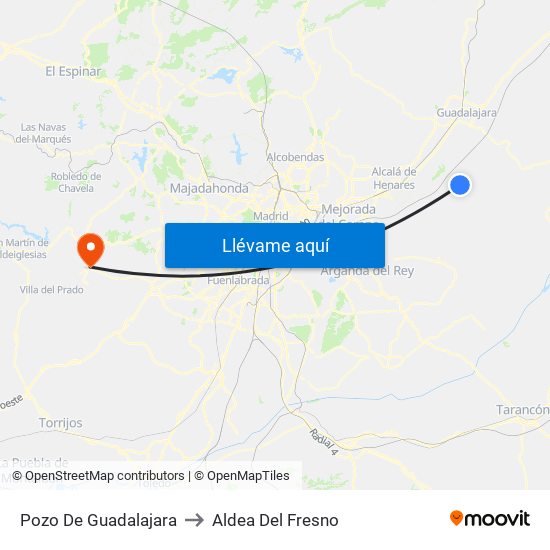 Pozo De Guadalajara to Aldea Del Fresno map