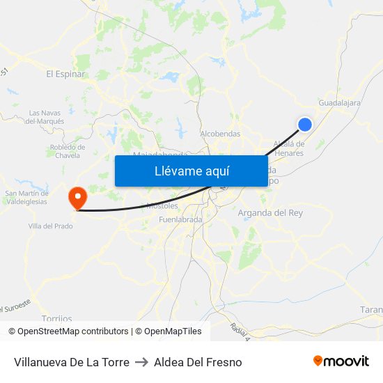 Villanueva De La Torre to Aldea Del Fresno map