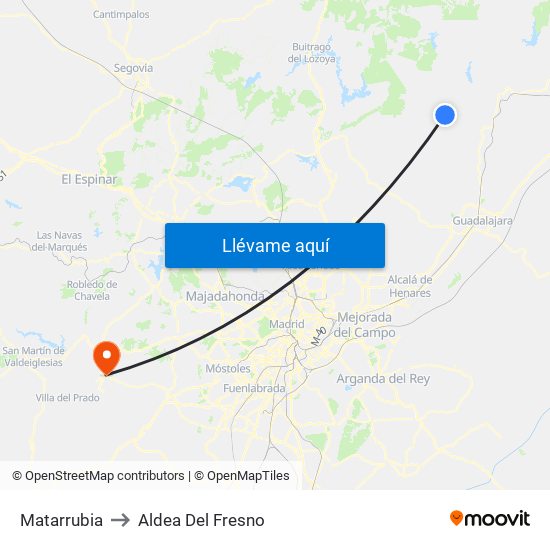 Matarrubia to Aldea Del Fresno map
