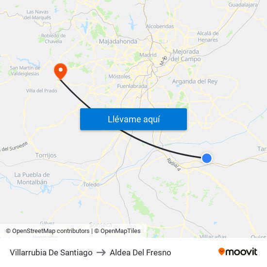 Villarrubia De Santiago to Aldea Del Fresno map
