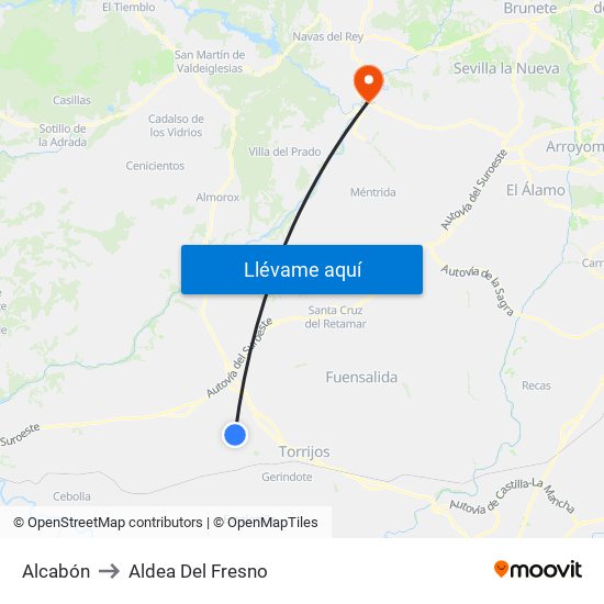 Alcabón to Aldea Del Fresno map