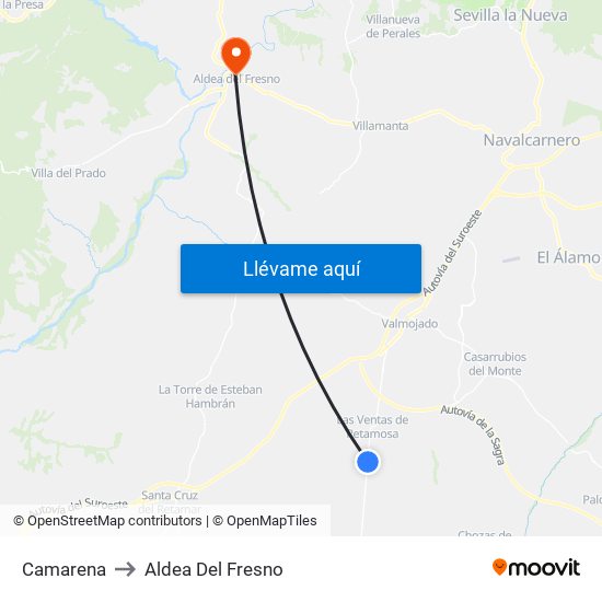 Camarena to Aldea Del Fresno map