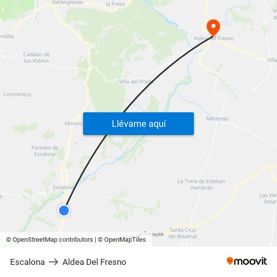 Escalona to Aldea Del Fresno map