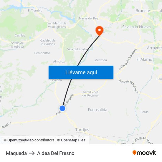 Maqueda to Aldea Del Fresno map