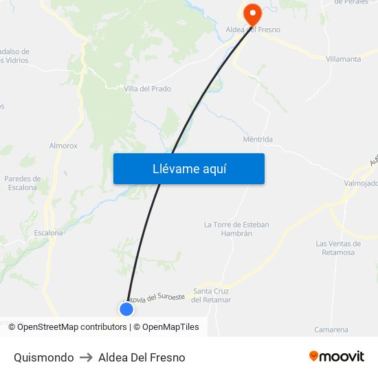 Quismondo to Aldea Del Fresno map