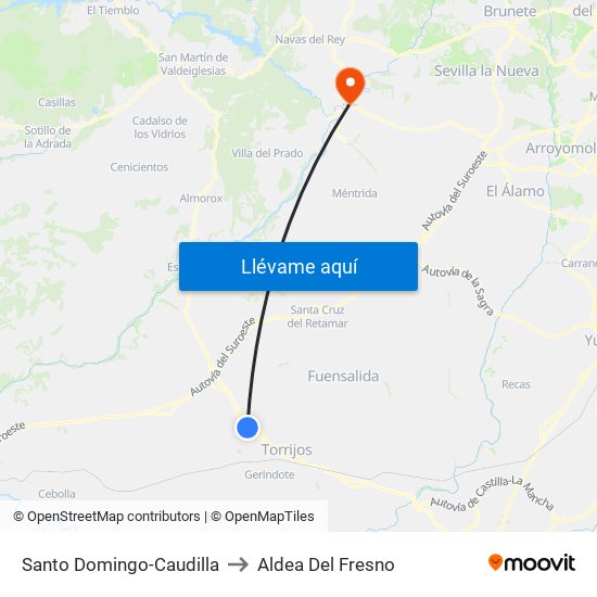 Santo Domingo-Caudilla to Aldea Del Fresno map
