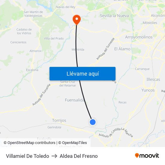 Villamiel De Toledo to Aldea Del Fresno map