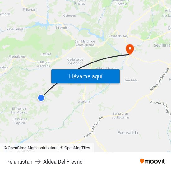 Pelahustán to Aldea Del Fresno map