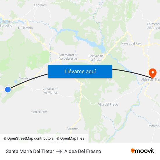 Santa María Del Tiétar to Aldea Del Fresno map