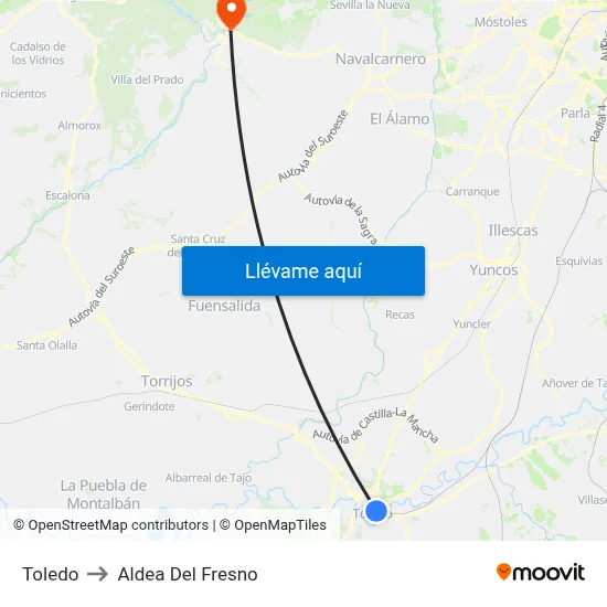 Toledo to Aldea Del Fresno map