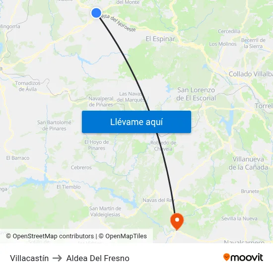 Villacastín to Aldea Del Fresno map