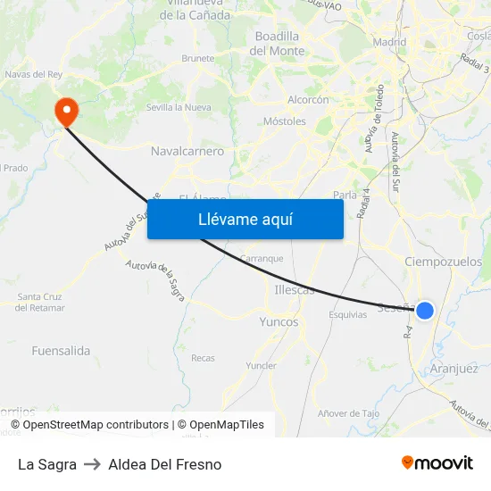La Sagra to Aldea Del Fresno map