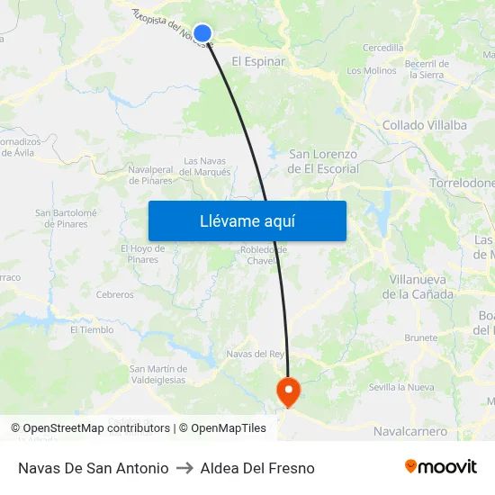 Navas De San Antonio to Aldea Del Fresno map
