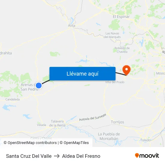 Santa Cruz Del Valle to Aldea Del Fresno map