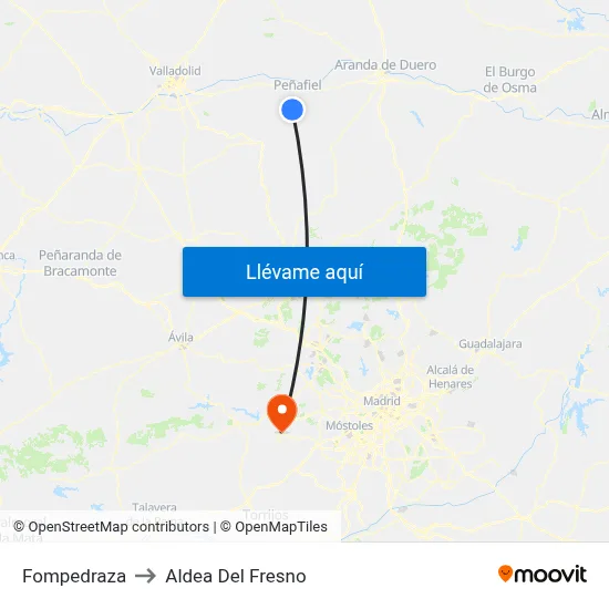Fompedraza to Aldea Del Fresno map