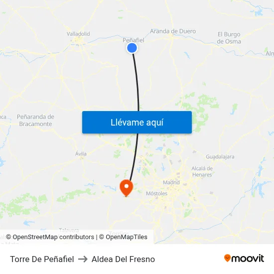Torre De Peñafiel to Aldea Del Fresno map