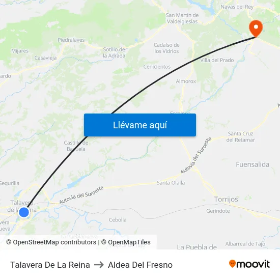 Talavera De La Reina to Aldea Del Fresno map