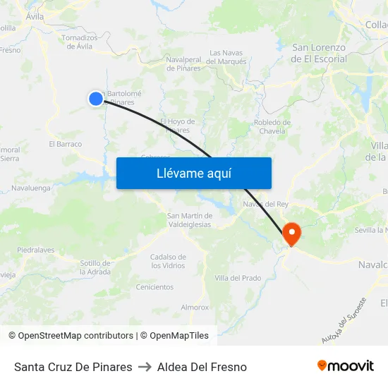 Santa Cruz De Pinares to Aldea Del Fresno map