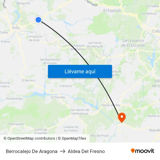 Berrocalejo De Aragona to Aldea Del Fresno map