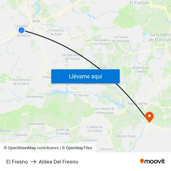 El Fresno to Aldea Del Fresno map