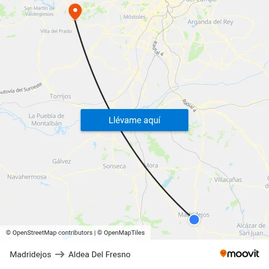Madridejos to Aldea Del Fresno map