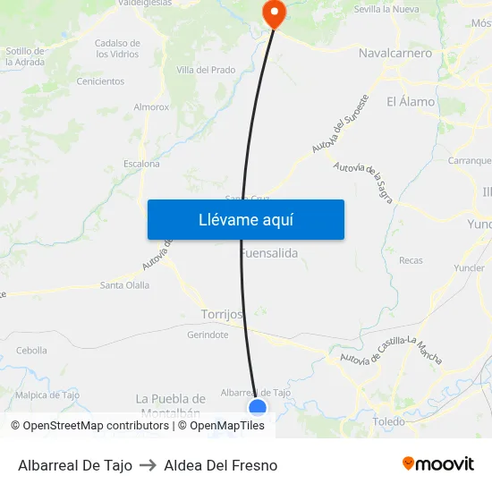 Albarreal De Tajo to Aldea Del Fresno map