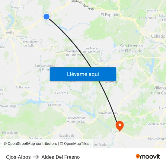 Ojos-Albos to Aldea Del Fresno map