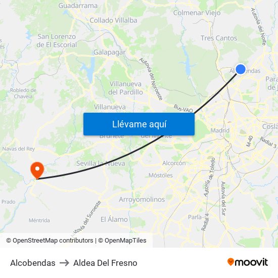 Alcobendas to Aldea Del Fresno map