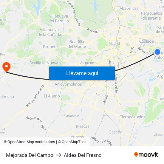 Mejorada Del Campo to Aldea Del Fresno map