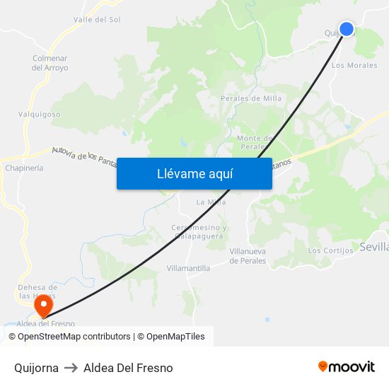 Quijorna to Aldea Del Fresno map