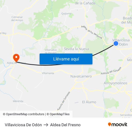 Villaviciosa De Odón to Aldea Del Fresno map