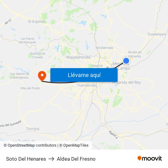 Soto Del Henares to Aldea Del Fresno map