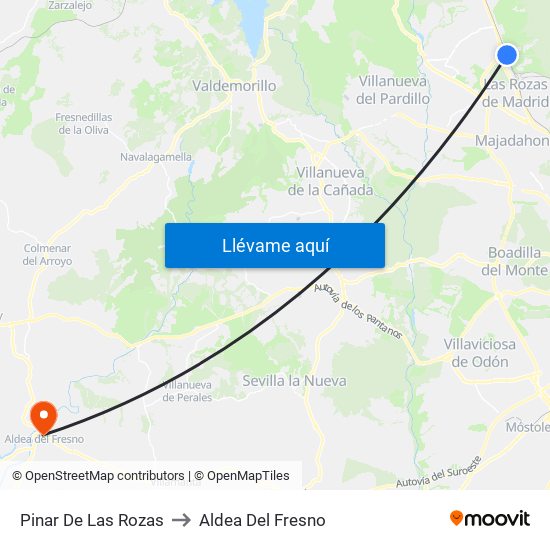 Pinar De Las Rozas to Aldea Del Fresno map