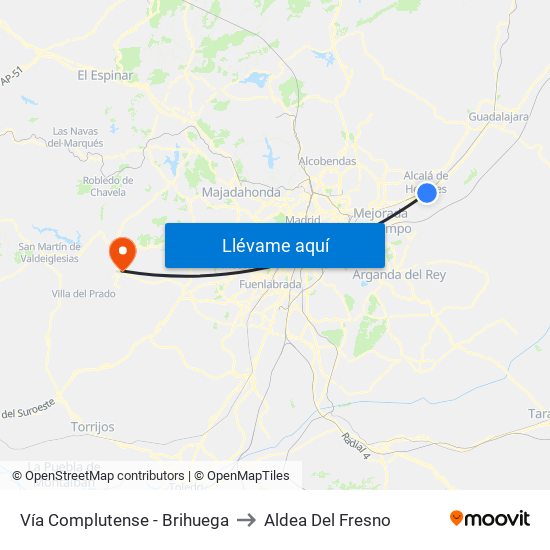 Vía Complutense - Brihuega to Aldea Del Fresno map