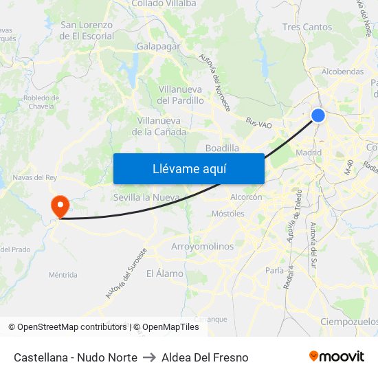 Castellana - Nudo Norte to Aldea Del Fresno map